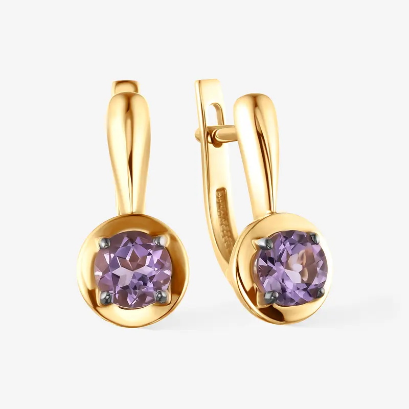 Серьги золотые с аметистами 718432