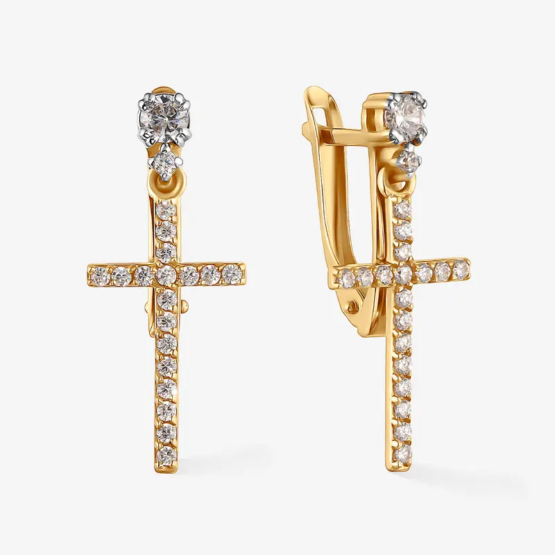 Серьга золотая с фианитами 719067