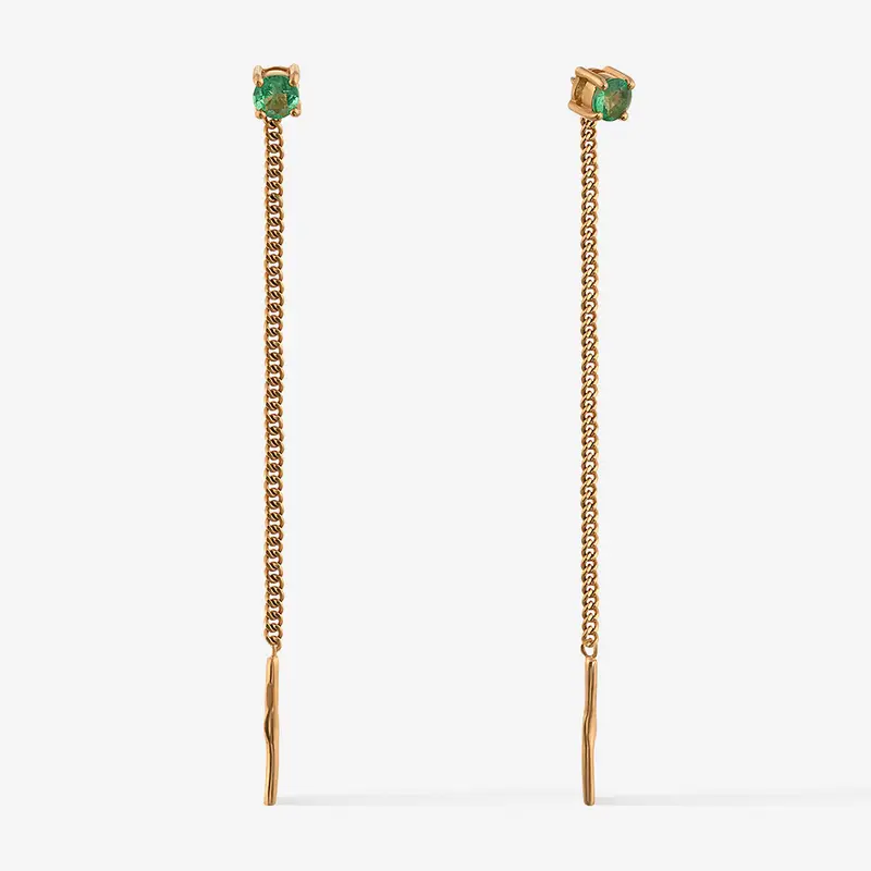 Серьги золотые с изумрудом