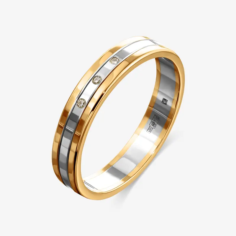 Обручальное кольцо золотое с фианитами