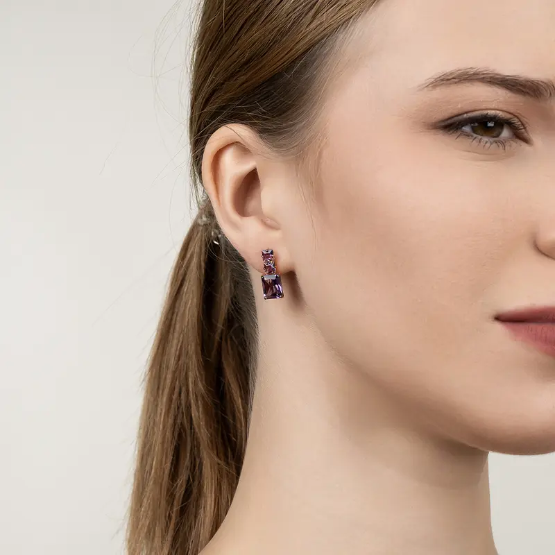 Серьги золотые с аметистами