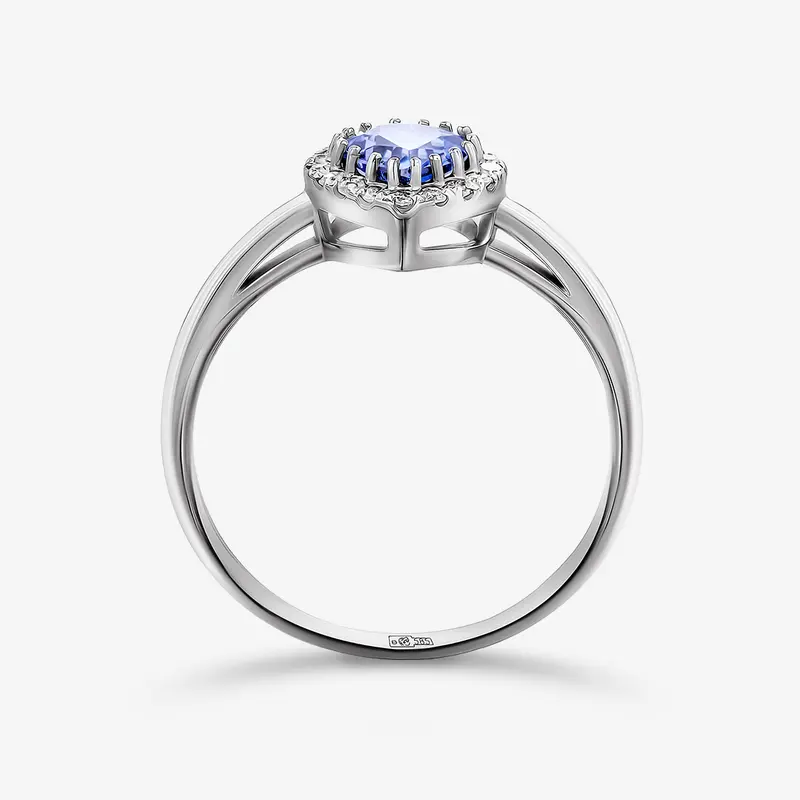 Кольцо золотое с танзанитом и бриллиантами