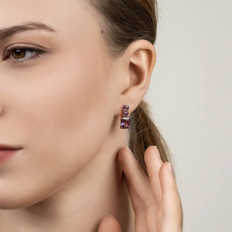 Серьги золотые с аметистами