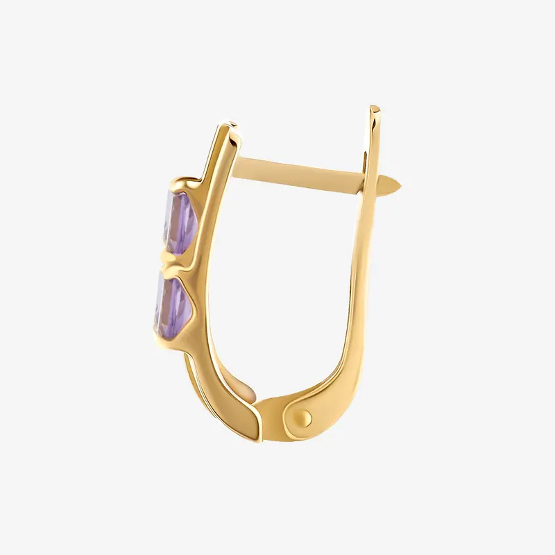 Серьги золотые с аметистами и фианитами