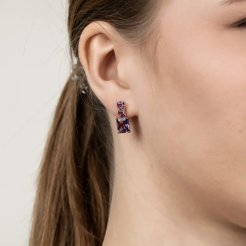 Серьги золотые с аметистами